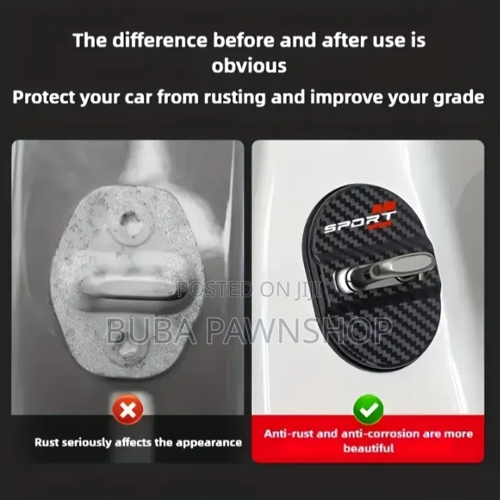 ​4 X Carbon Fiber Style Door Lock Striker Covers