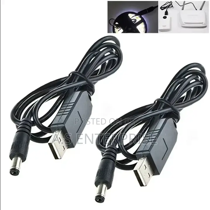 2-Piece USB 5v to 9v 12v Dc Step-Up Boost Adapter Cable Set