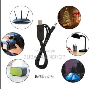 2-Piece USB 5v to 9v 12v Dc Step-Up Boost Adapter Cable Set