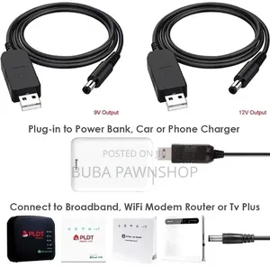 2-Piece USB 5v to 9v 12v Dc Step-Up Boost Adapter Cable Set