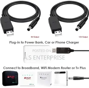 2-Piece USB 5v to 9v 12v Dc Step-Up Boost Adapter Cable Set