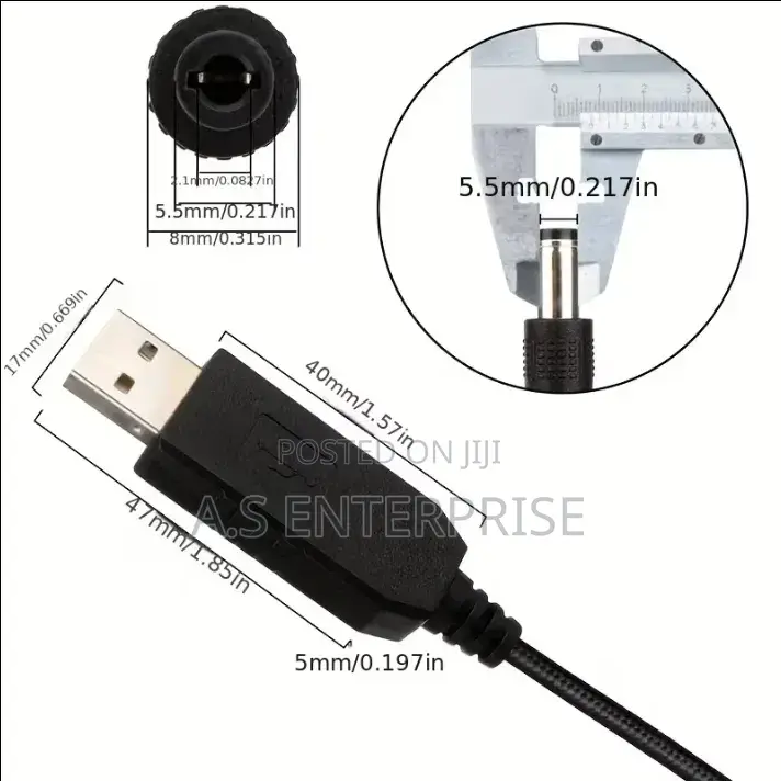 2-Piece USB 5v to 9v 12v Dc Step-Up Boost Adapter Cable Set