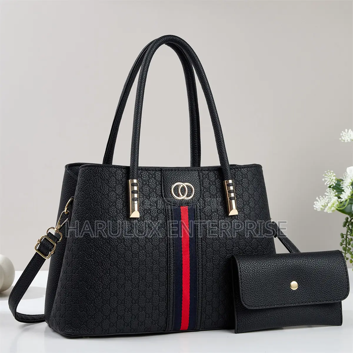 Luxury Black Handbag + Wallet