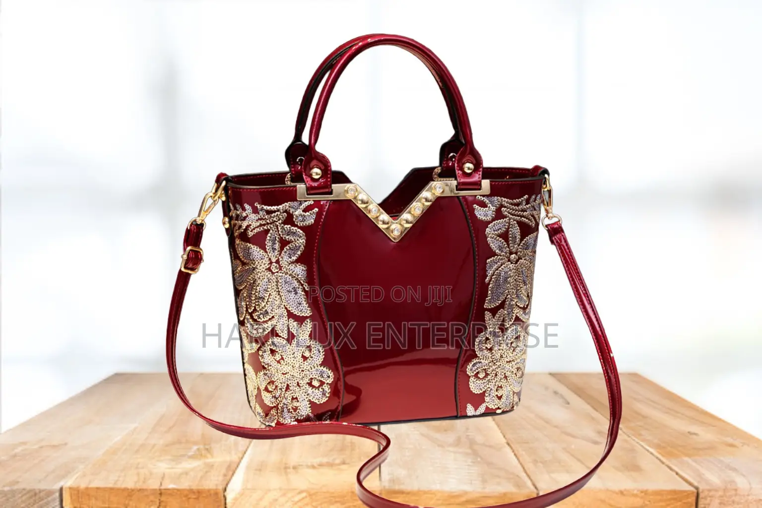Luxury Red Embroidered Handbag