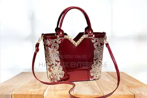 Luxury Red Embroidered Handbag