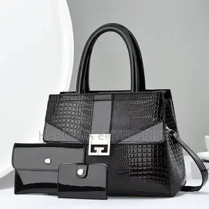 Elegant 3-Piece Black Handbag Set