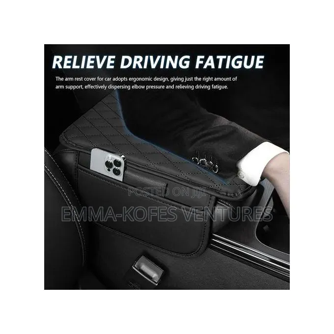 Universal Car Armrest Mat, Center Console Mat - Black