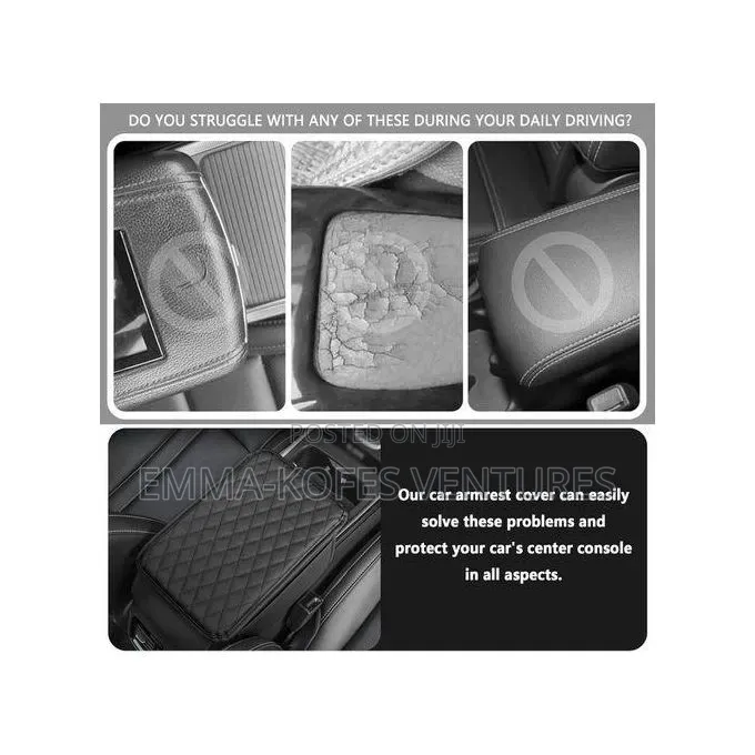 Universal Car Armrest Mat, Center Console Mat - Black