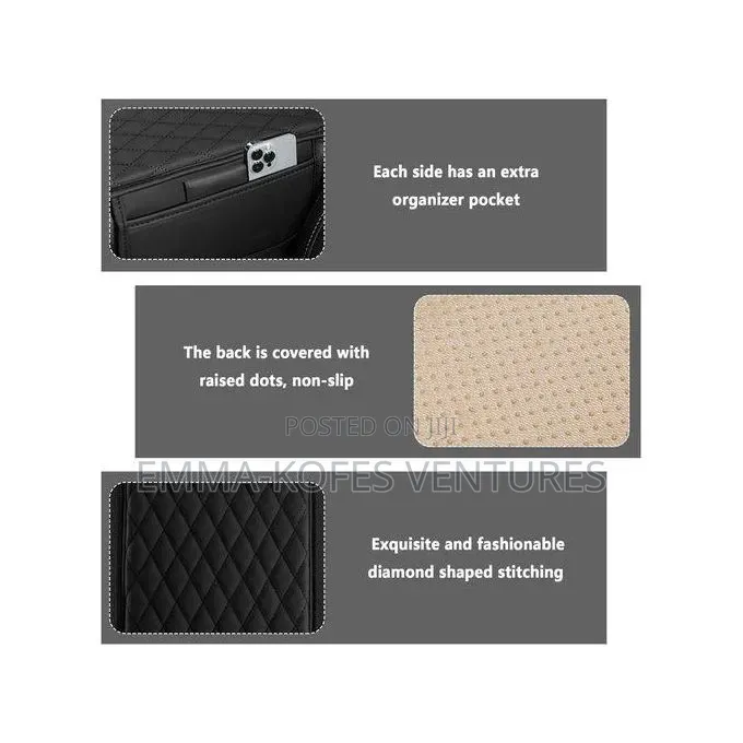 Universal Car Armrest Mat, Center Console Mat - Black