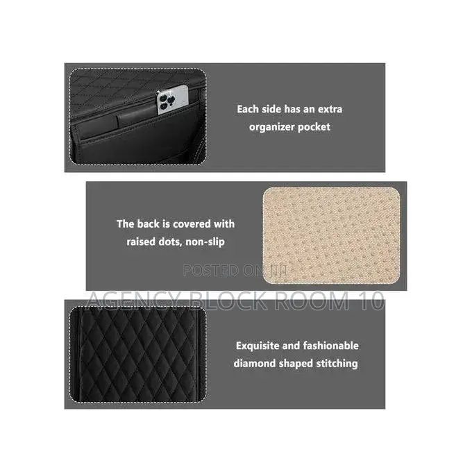 Universal Car Armrest Mat, Center Console Mat - Black