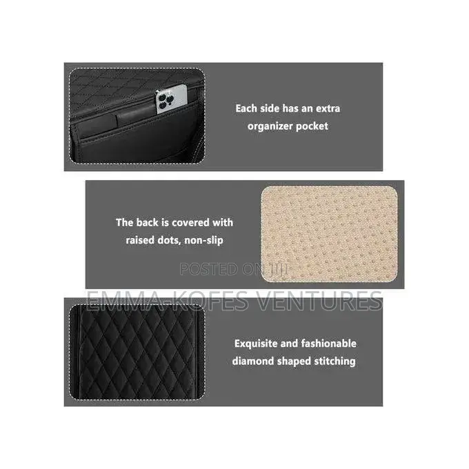Universal Car Armrest Mat, Center Console Mat - Black
