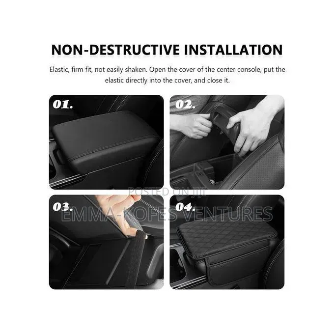Universal Car Armrest Mat, Center Console Mat - Black