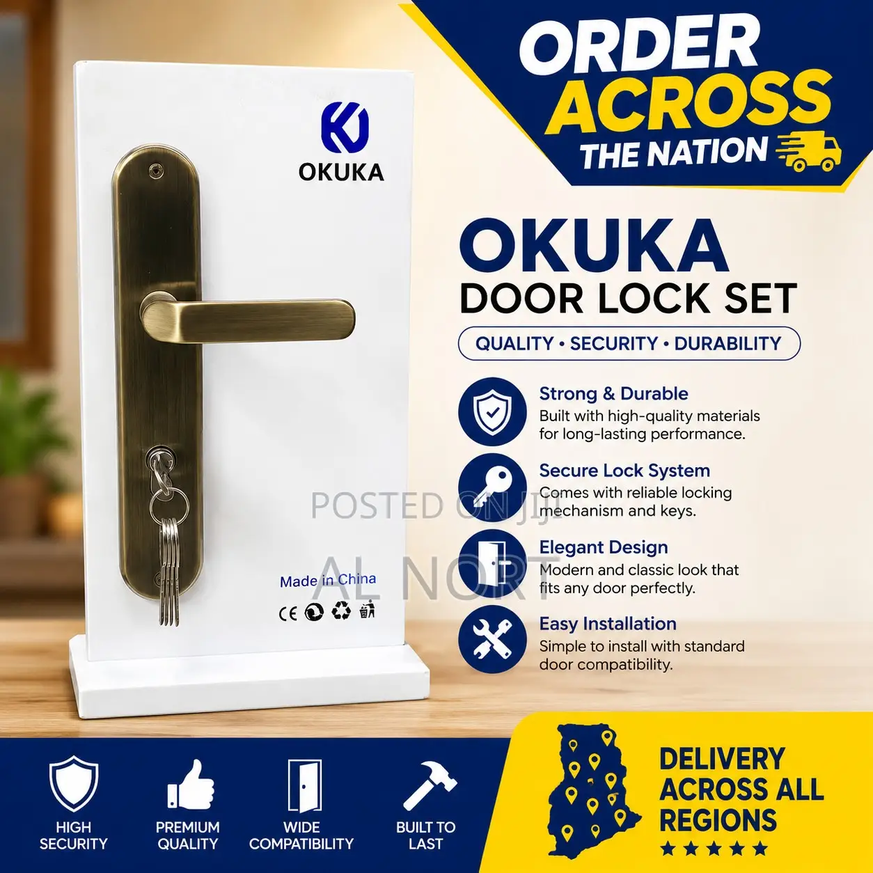 Okuka Door Lock Set – Antique Bronze