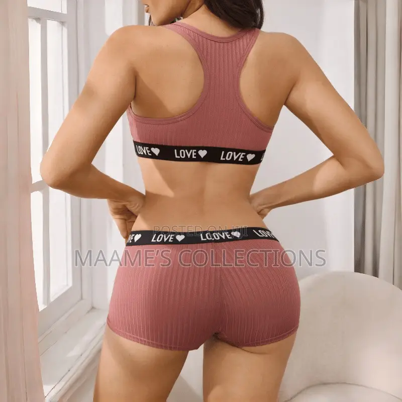 Yoga Letter Design Ladies Simple Lingeries Bra Panty Underwear Set