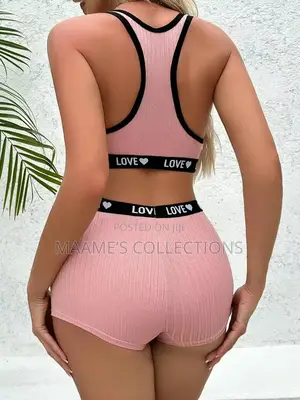 Yoga Letter Design Ladies Simple Lingeries Bra Panty Underwear Set