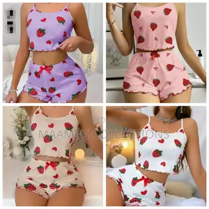 Softscene Strawberry Printed Cami Shorts Pajama Set /Sleepwear