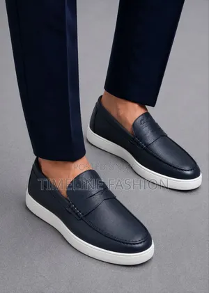 Navy Blue Clark's Easy Fix Leather Sneakers