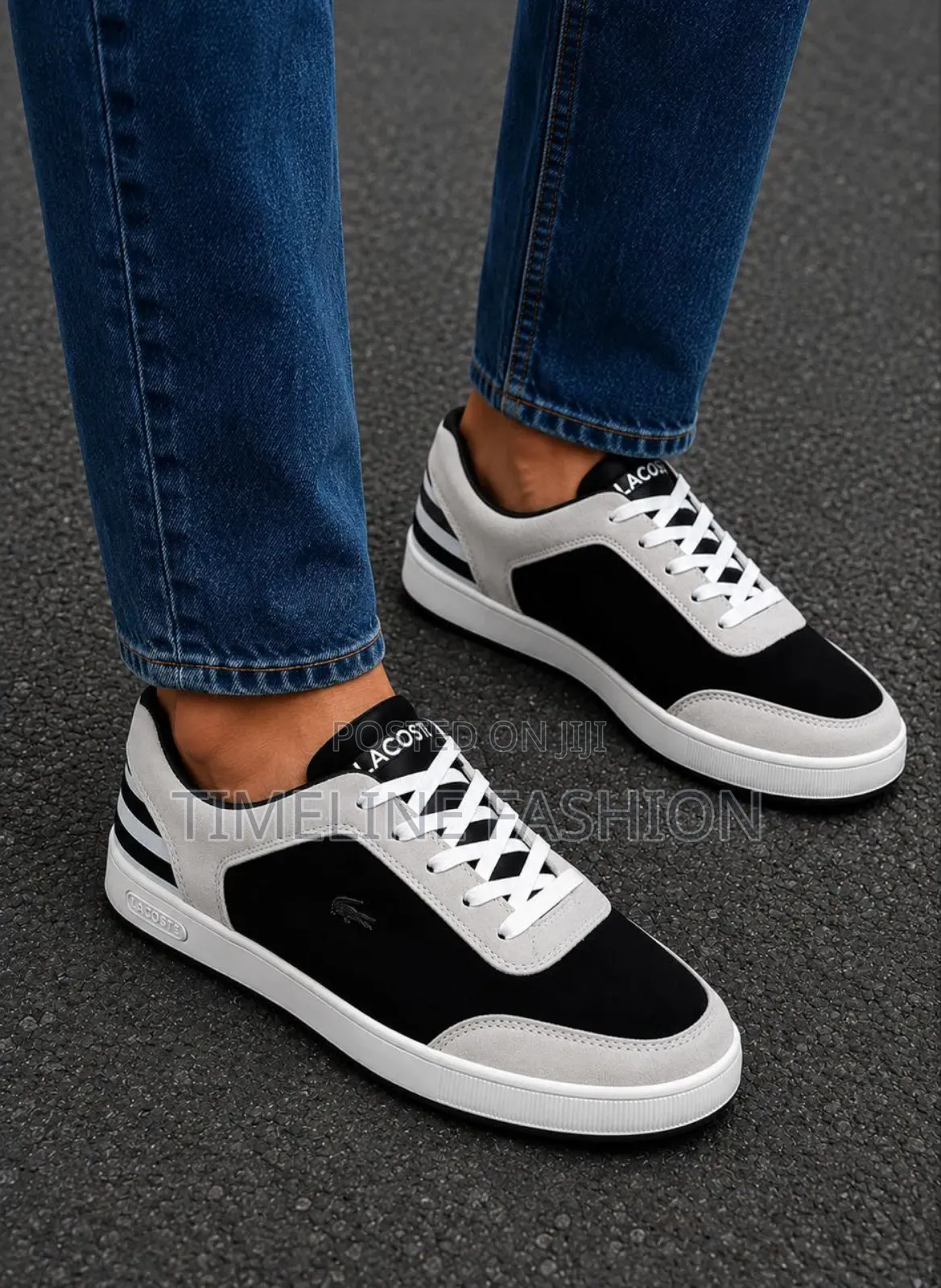 Lacoste Black and White Lace Up Anti Slip on Sneakers