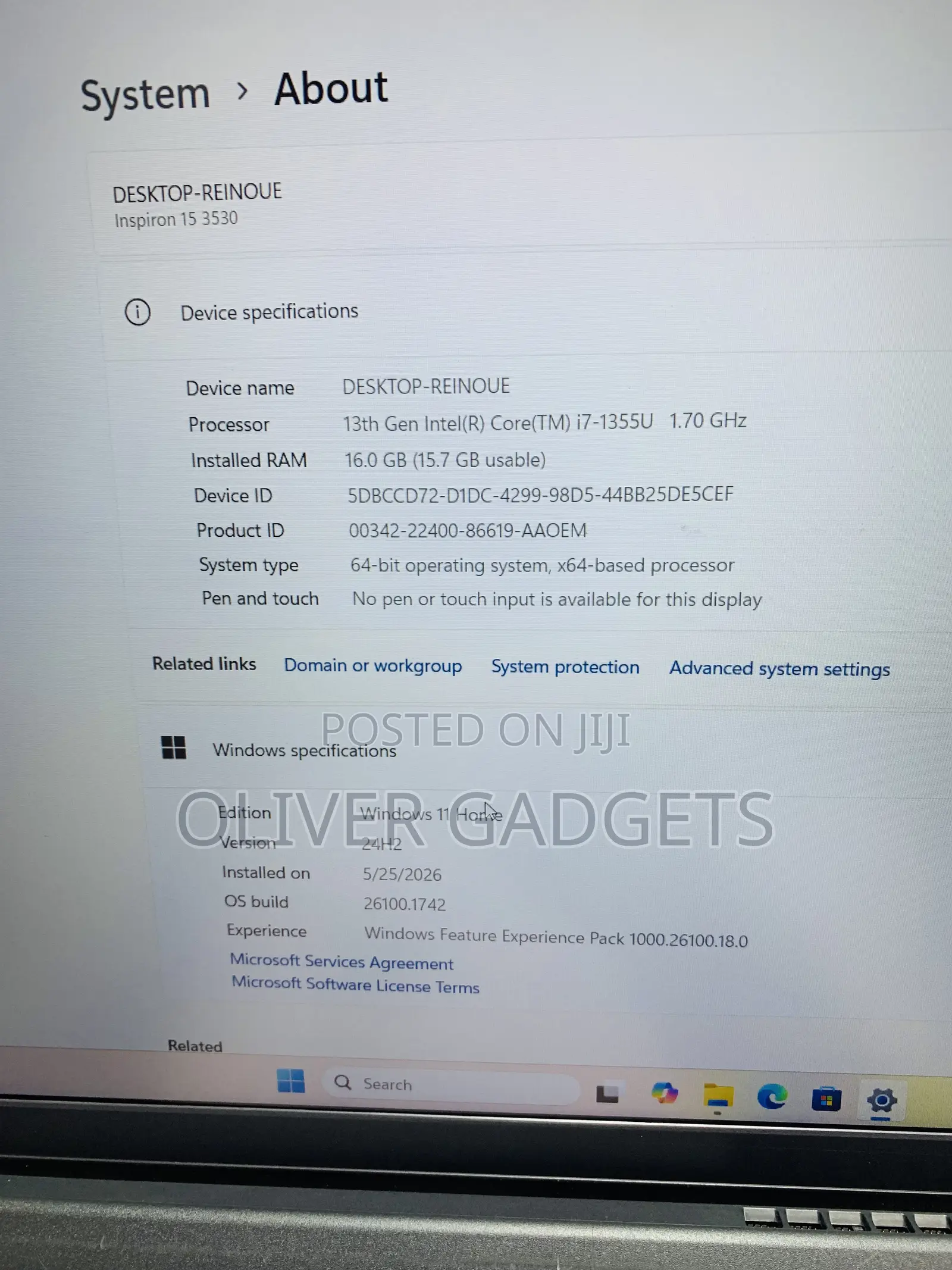 Laptop Dell Inspiron 15 16GB Intel Core i7 SSD 256GB