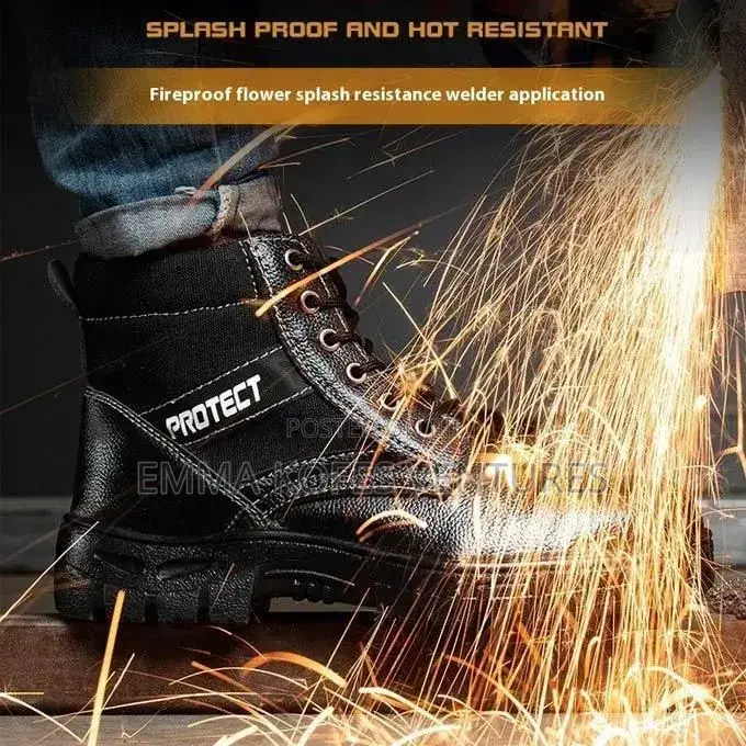 Waterproof Steel Toe Boots - Leather Steel Toe Shoe Non Slip Resistant