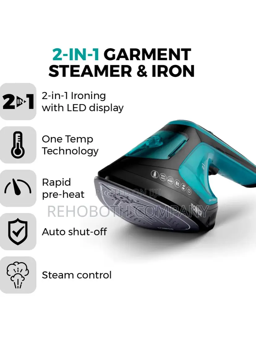 Tower Garment Steamer 1800w, 2-in-1 Steamer Iron