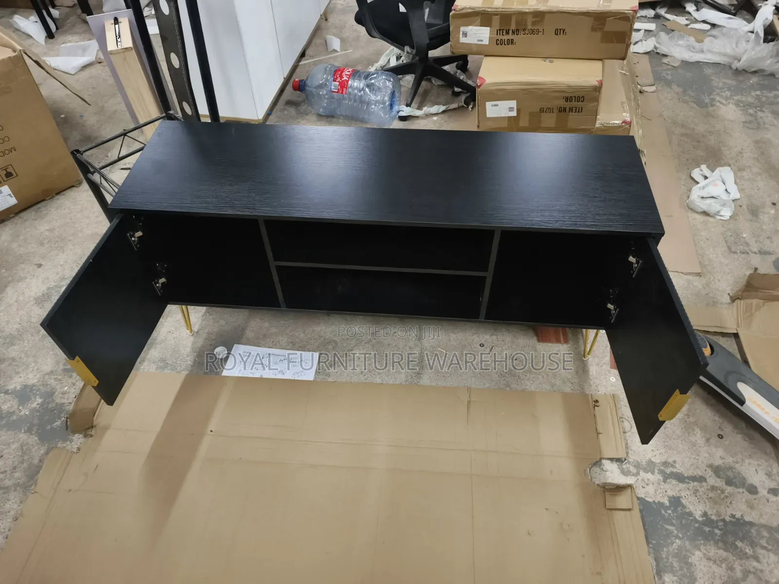Foreign Black Wooden Tv Stand