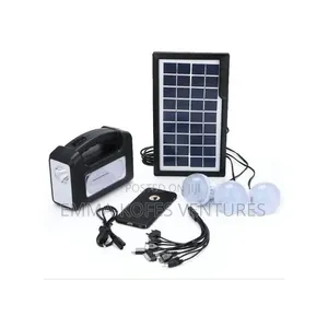 Powerful Solar Panel, 3 Plus Led Lights and Phone Charging Kit - Black