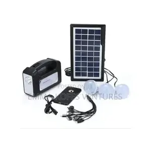 Powerful Solar Panel, 3 Plus Led Lights and Phone Charging Kit - Black