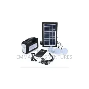 Powerful Solar Panel, 3 Plus Led Lights and Phone Charging Kit - Black