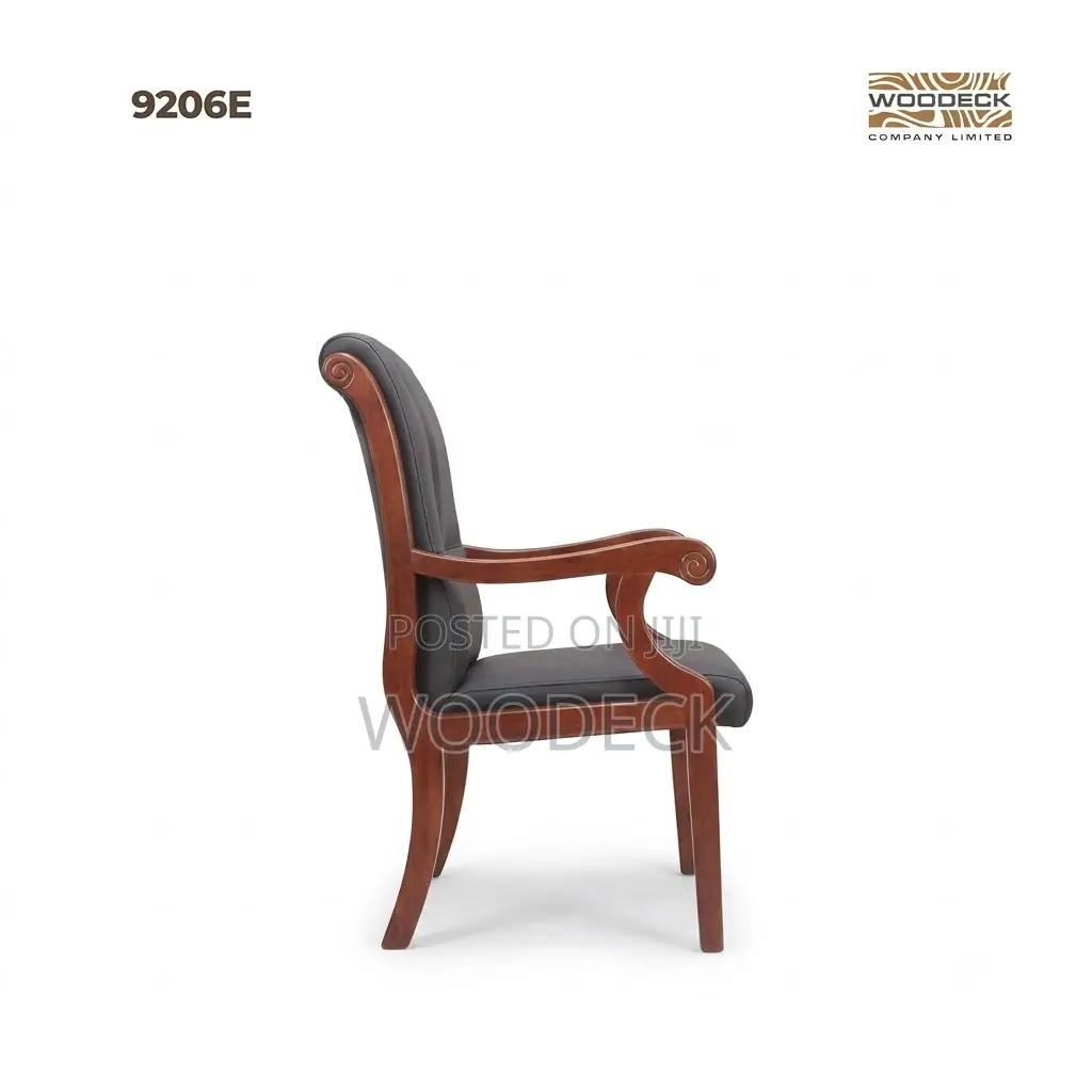 Classic Wooden Armchair With Cushioned Seat and Backrest