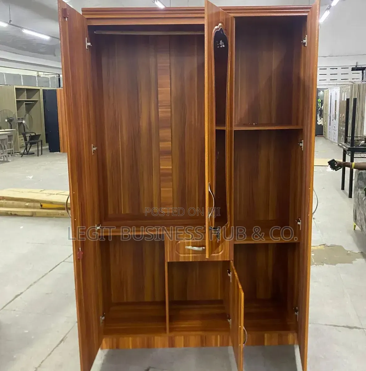 3 Doors Wardrobe Brown