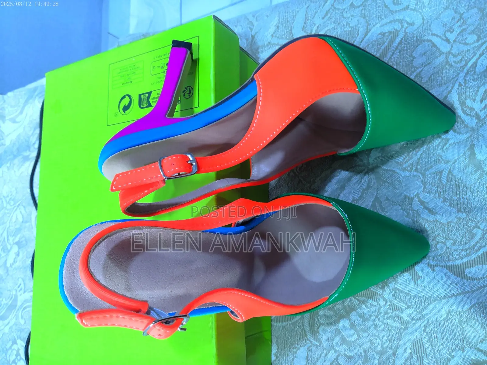 Floral Color Block Slingback Stiletto Heel