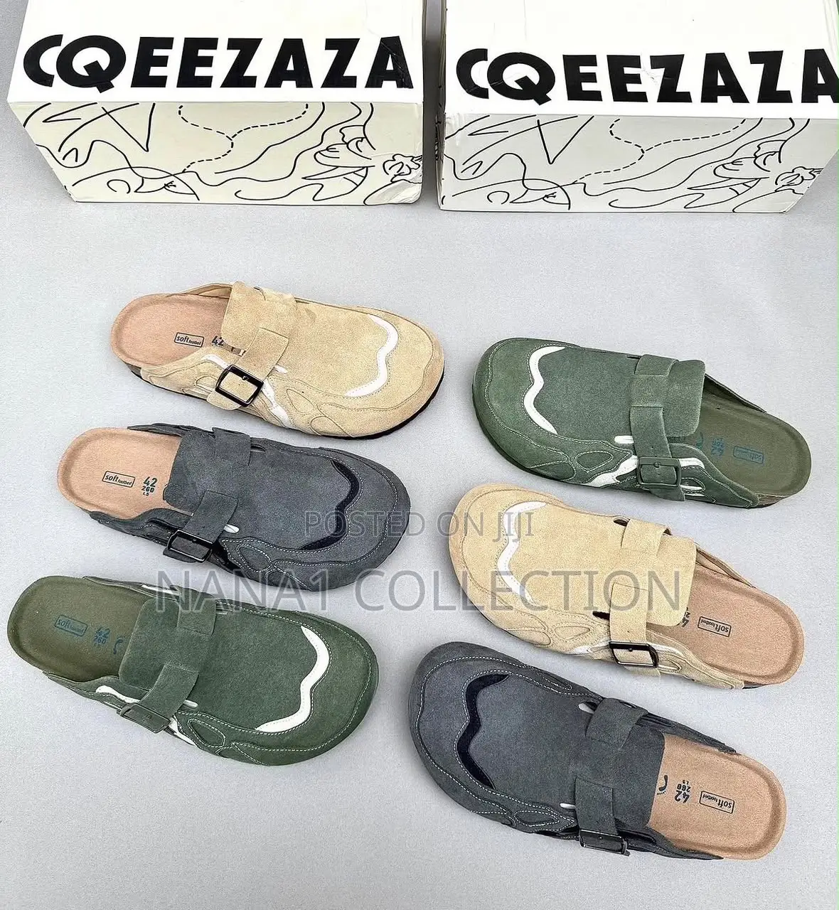 Queezaza Soft Footbed Suede Mules