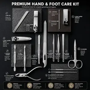 Professional Manicure Pedicure Grooming Kit With Travel Case