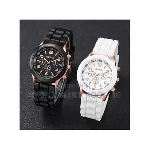 Couple Watches Casual Silicone Band Quartz Watch Jewelry Set
