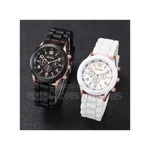Couple Watches Casual Silicone Band Quartz Watch Jewelry Set
