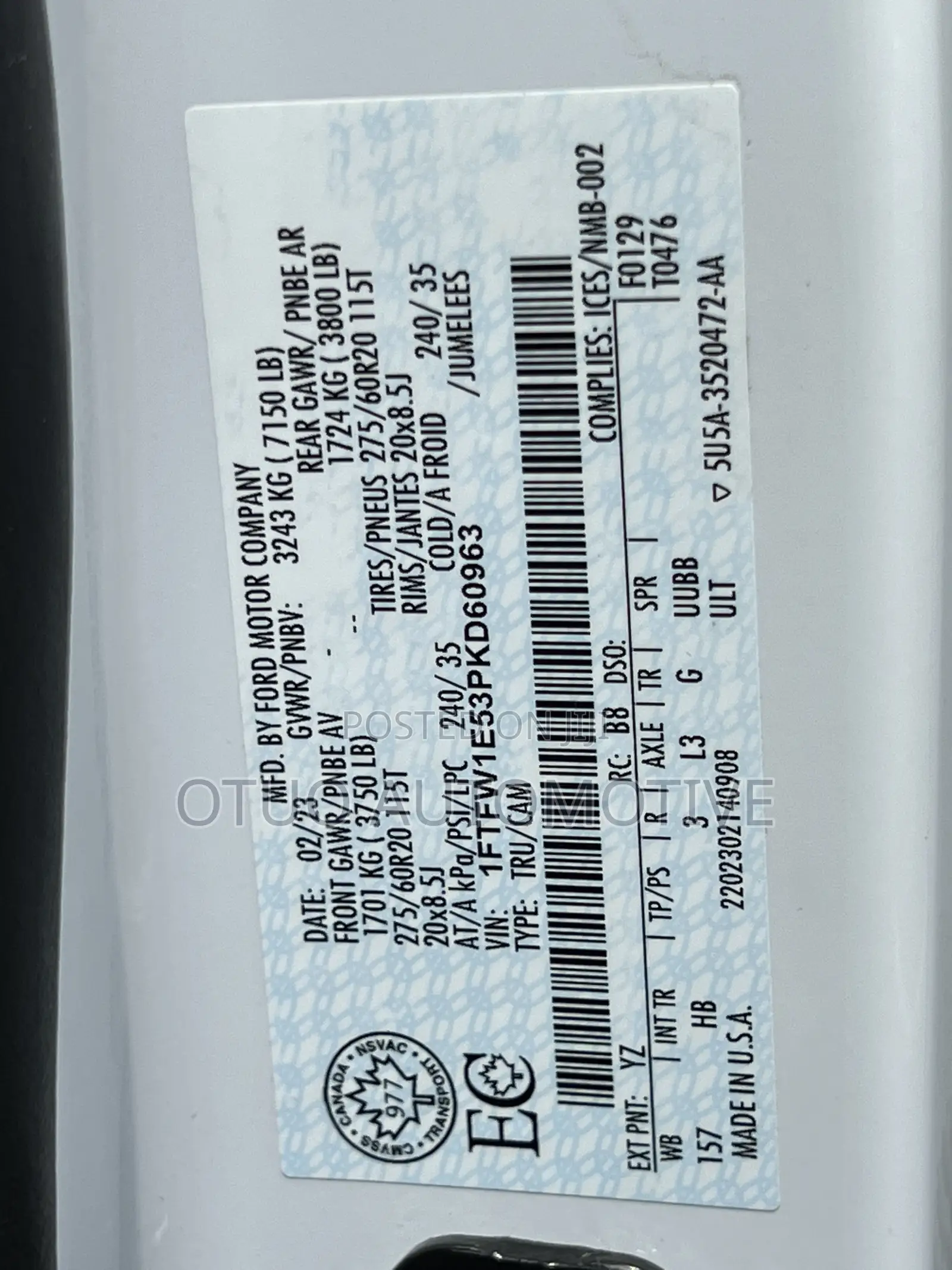 Ford F-150 LARIAT 2023 White