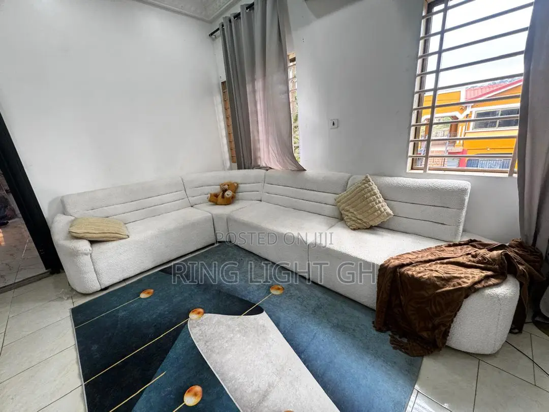 Luxurious 7-Seater White Boucle Couch