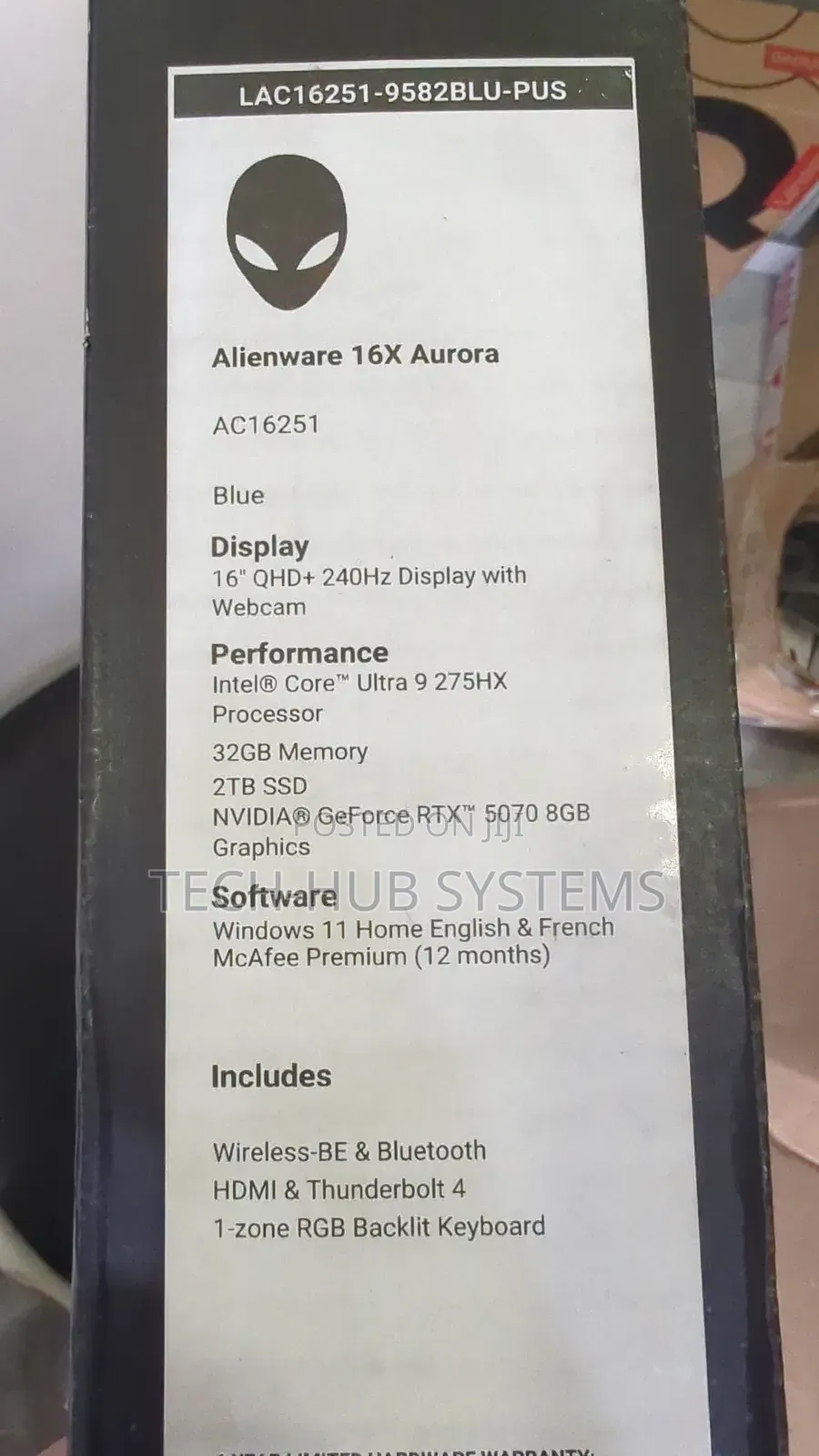 New Laptop Alienware 16x Aurora 32GB Intel Core Ultra 9 SSD 2T