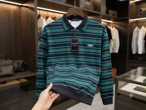 Proman Men's Striped Long-Sleeve Polo Shirt