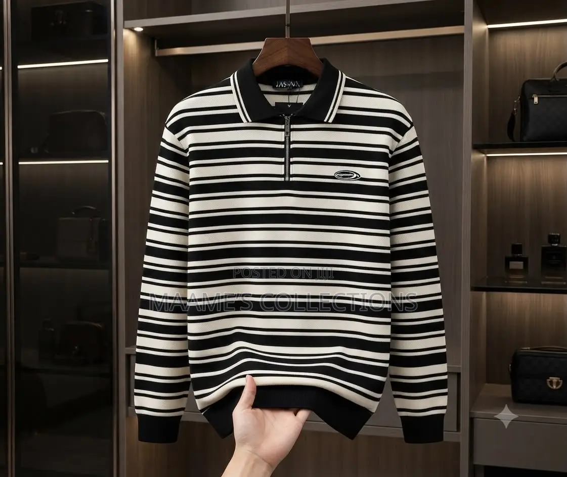 Proman Men's Striped Long-Sleeve Polo Shirt