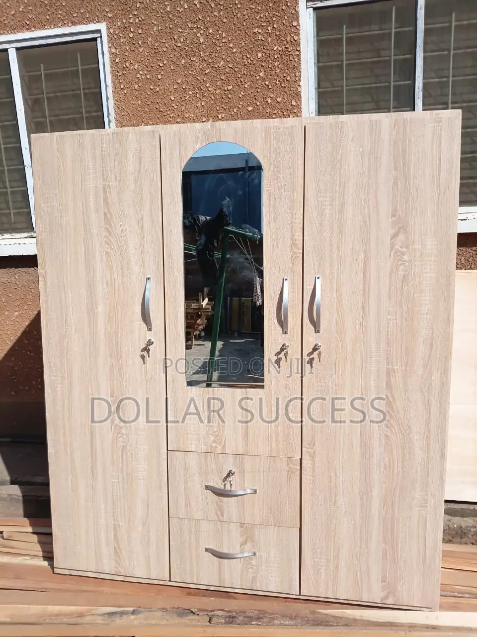 3 in 1 Wooden Brown Wardrobe