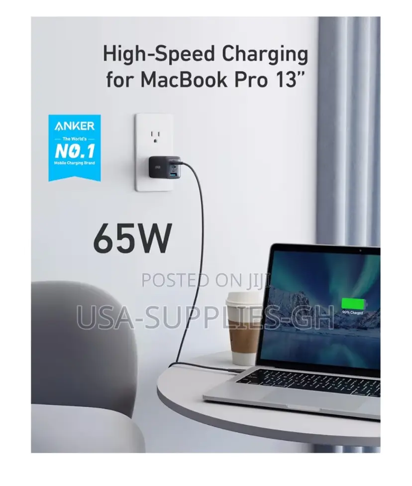 Anker Gan 65w 3-Port Fast Phone Charger From Usa