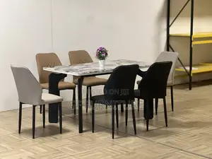 Marble Dining Table Set 6chairs and Flower