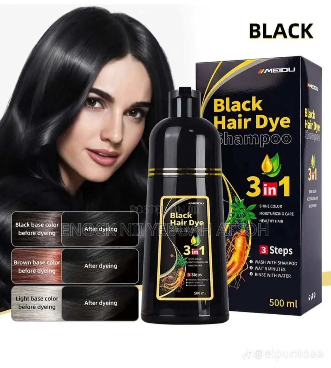 Original Black Hair Dye Shampoo (For Gray and Fade Hair)Black