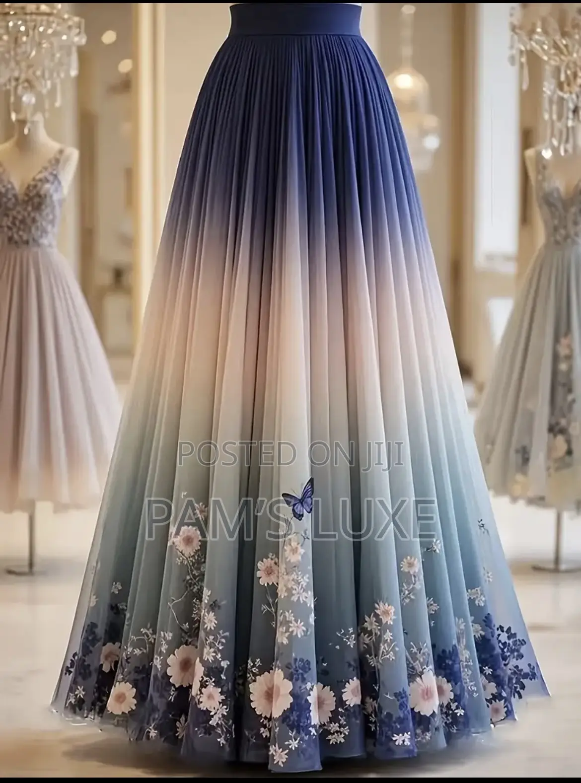 Graceful Bloom Ombré Maxi Skirt