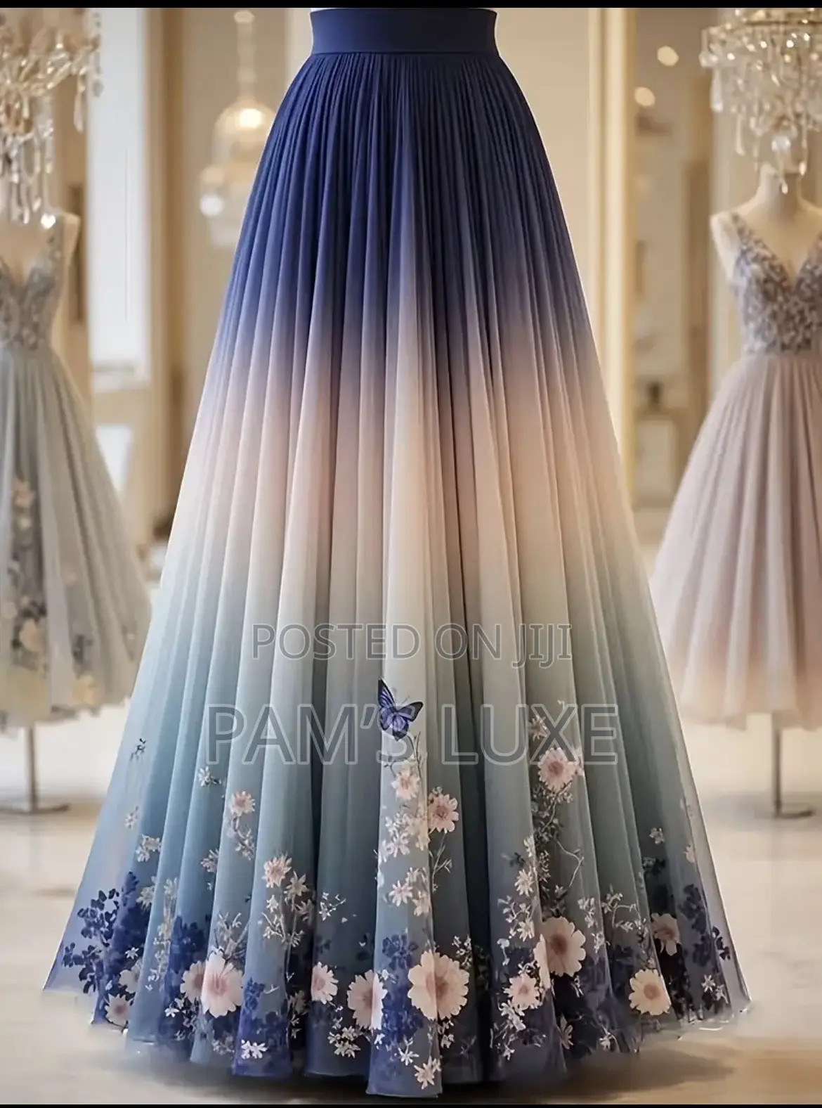 Graceful Bloom Ombré Maxi Skirt