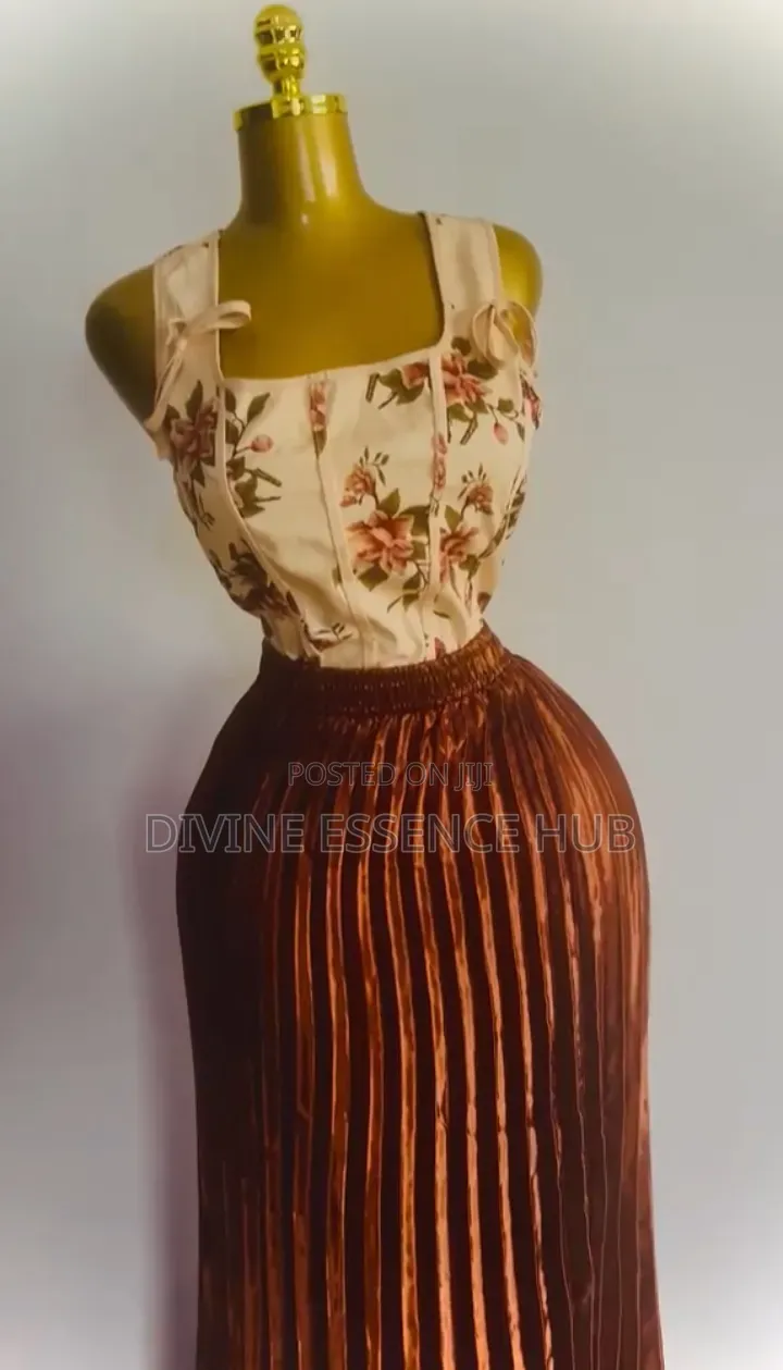 Corset Top With Long Brown Skirt