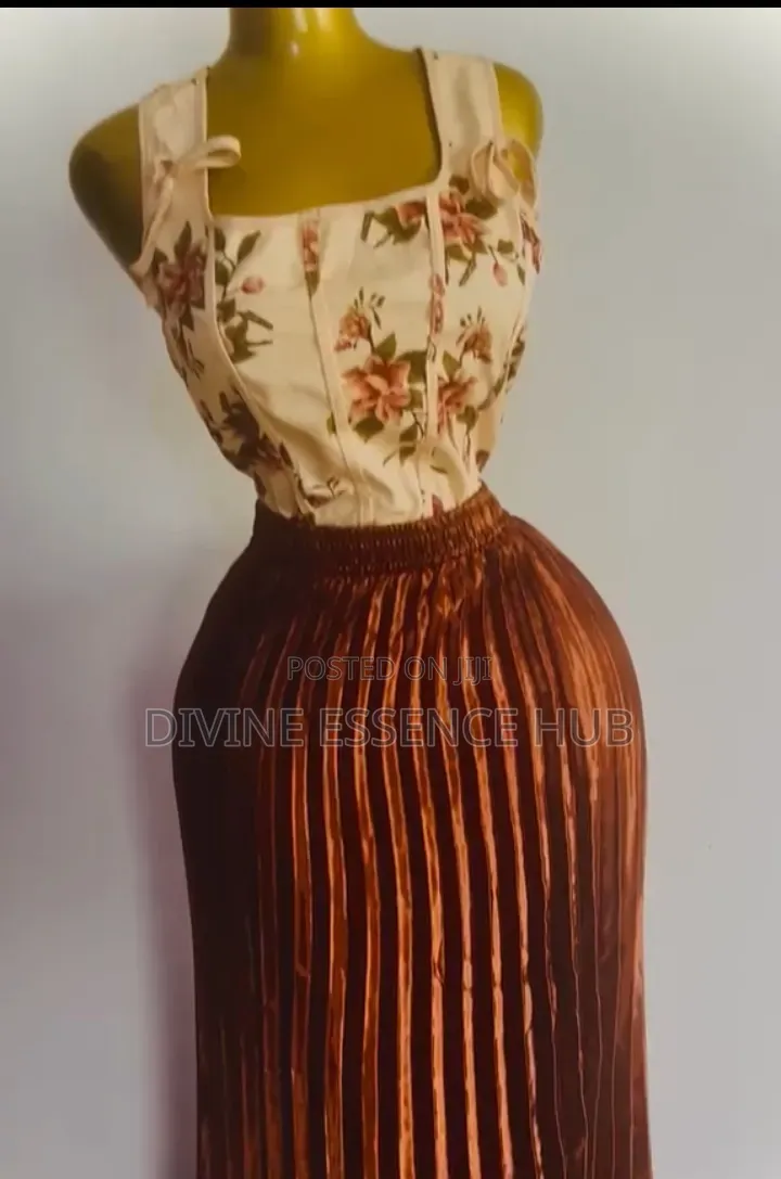 Corset Top With Long Brown Skirt