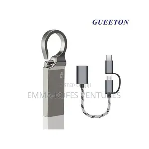 Gueeton 128 Gb Metal Usb Flash Drive Adapter Cable 2 in 1 Set - Grey